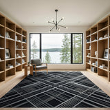 Bold Crisscross Grid Black White Area Rug