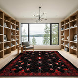 Spooky Red Spider Web Halloween Area Rug