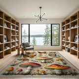 Whimsical Monarch Butterfly Mushroom Area Rug