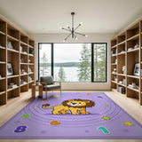 ODIKA Washable Kids Rug - Cute Lion Alphabet & Numbers Educational Nursery Play Rug