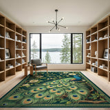 Vintage Peacock Magnolia Floral Rug