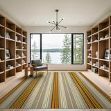 Beige Gold Vertical Striped Area Rug