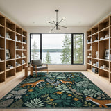 Lush Jungle Leopard Leaf Area Rug