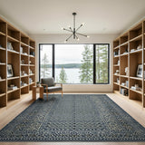 Navy Blue Persian Geometric Lattice Rug