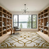 Elegant Gold Lattice Trellis Area Rug