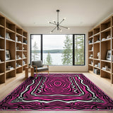 Pink Black Zigzag Tribal Area Rug