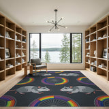 Gray Rats Rainbow Wheels Area Rug