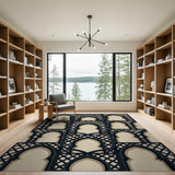 Black Moroccan Arch Lattice Area Rug