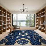 Blue Arched Lattice Star Rug