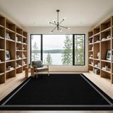 Black and White Black White Geometric Border Area Rug