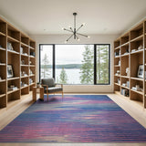 Abstract Wavy Blue Pink Stripe Area Rug
