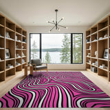 Wavy Pink Wavy Abstract Area Rug
