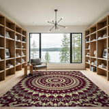Ornate Burgundy Mandala Area Rug