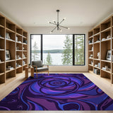 Purple Swirling Rose Abstract Area Rug