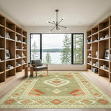 Green Southwestern Area Rug