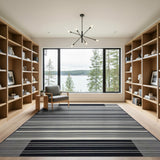 Black White Bold Stripe Geometric Rug