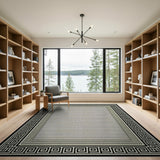 Greek Key Black Border Area Rug