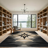 Black Starburst Southwestern Area Rug