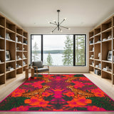 Vibrant Leopard Floral Area Rug