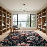 Blush Pink Cosmos Flowers Hearts Floral Rug