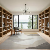Abstract Layered Waves Beige Area Rug
