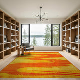 Orange Vibrant Orange Wave Abstract Area Rug