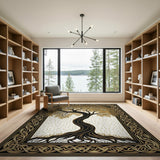 Golden Tree Celtic Knot Border Area Rug
