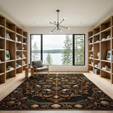Opulent Gold Baroque Floral Area Rug