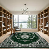 Emerald Green Persian Floral Medallion Traditional Persian Rug
