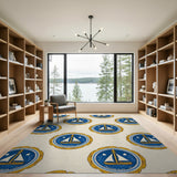 Nautical Ship Seal Medallion Pattern Rug