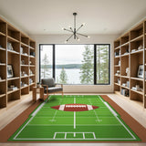 Football Field Area Rug with Centered Ball