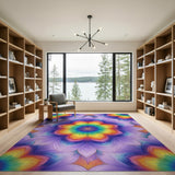 Rainbow Mandala Floral Area Rug
