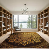 Opulent Gold Mandala Area Rug