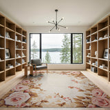 Blush Pink Rose Vine Border Area Rug