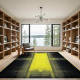 Yellow Halftone Grid Geometric Area Rug