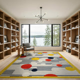 Yellow Border Multi-Color Geometric Modern Rug