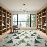 Whimsical Evergreen Tree Pattern Area Rug