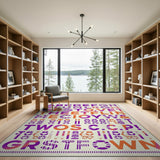 Vibrant Multi-Color Stencil Alphabet Area Rug