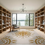 Gold Sunburst Mandala Area Rug