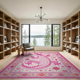 Pink Crocodile Heritage Tribal Area Rug