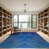 Rainbow Chevron Blue Area Rug