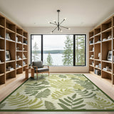 Floral Vintage Vintage Green Fern Leaf Area Rug