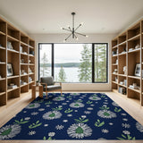 Navy Pear Blossom Floral Area Rug