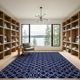 Geometric Modern Blue and Teal Navy Geometric Lattice Area Rug