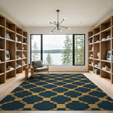 Navy Gold Interlocking Geometric Area Rug