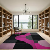 Multi-color and Patterns Bold Pink Black Geometric Modern Area Rug