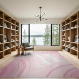 Pink Pink Abstract Wave Area Rug