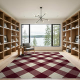 Red and Cream Buffalo Plaid Rustic Farmhouse Rug