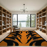 Orange Boho Chic Bold Orange Tiger Stripe Area Rug
