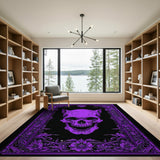 Purple Pixel Devil Skull Gothic Area Rug